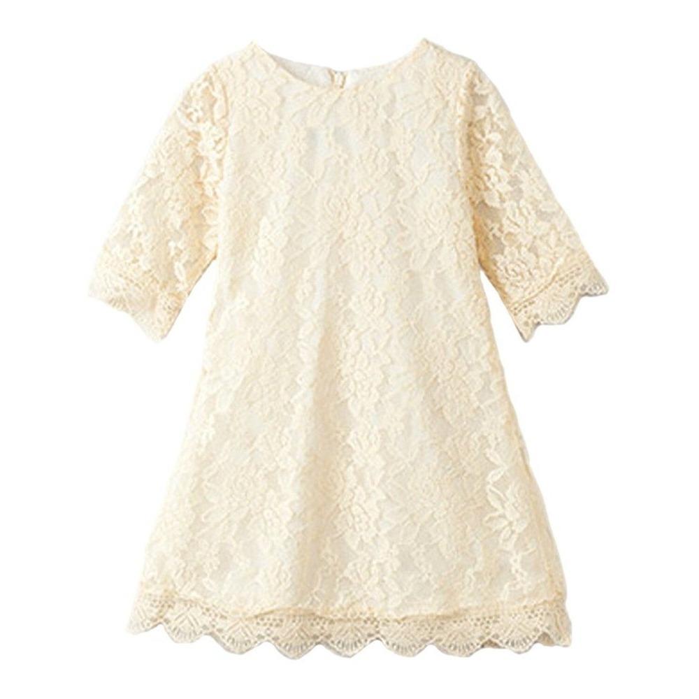 Girls Size 3T Ivory Lace Dress Scallop Hem New With Tags